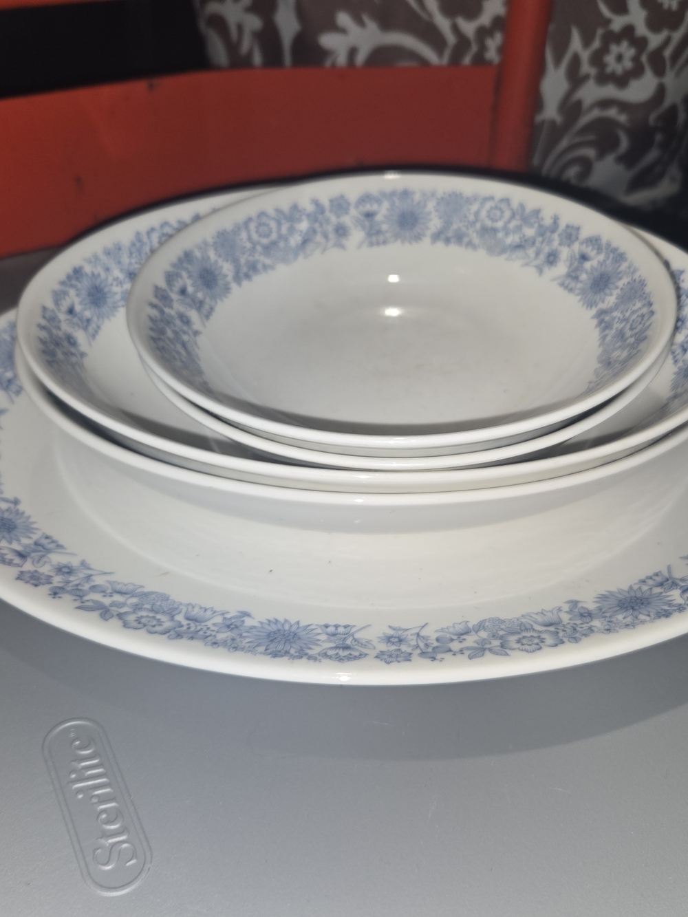 Royal Doulton Cranbourne t.c 1032  Dinnerware with Blue  Border Discontinued